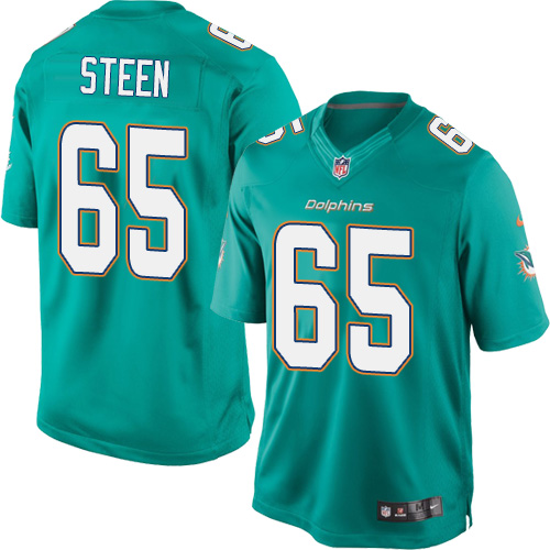 Men's Limited Anthony Steen Nike Jersey Aqua Green Home - #65 NFL Miami Dolphins